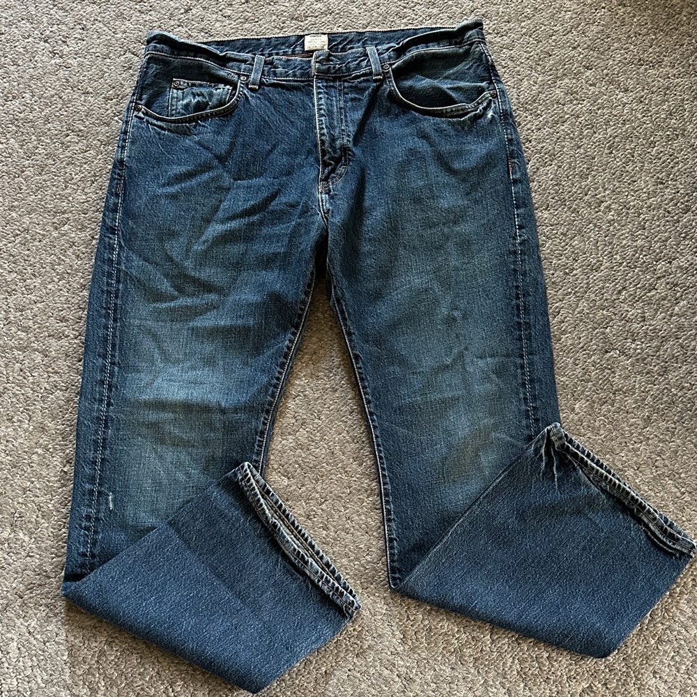 J. Crew Dark Wash Distressed Straight Leg Jeans